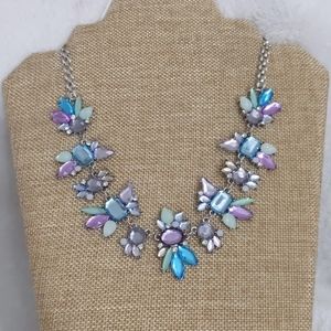 Butterfly Rhinestone Necklace blues purple silver